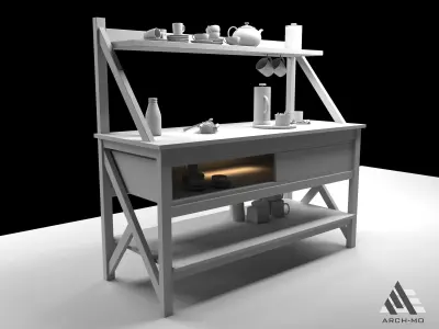 Coffee corner 05- furniture Free low-poly 3D model