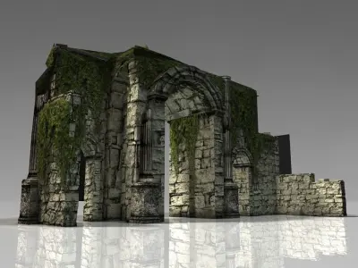 Ancient jungle ruins gate Low-poly 3D model