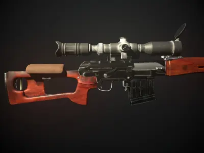 Dragunov Sniper Rifle Low-poly 3D model