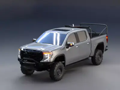 Heavy Duty Offroad Pickup Truck 3D Model for Games Low-poly 3D model