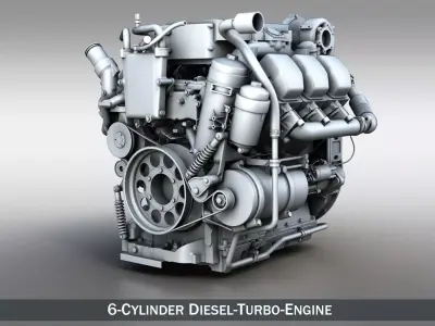 Truck diesel engine 3D model