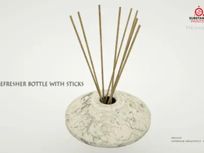 Air refresher bottle with sticks Low-poly 3D model