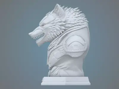 Cybernetic Alpha Wolf Bust PM-55 3D print model