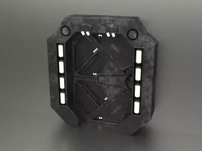 Sci-Fi Industrial Wall Panel - Futuristic Hard Surface Door  3D model