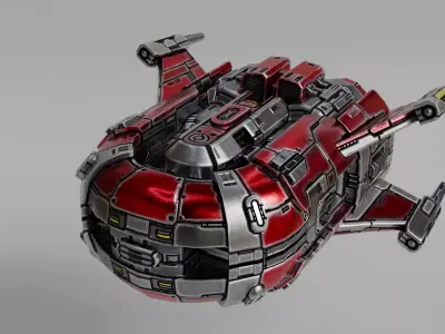 Scifi Spaceship RED Low-poly 3D model