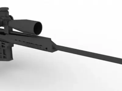 Barrett M98B 338 Sniper Rifle Low-poly 3D model