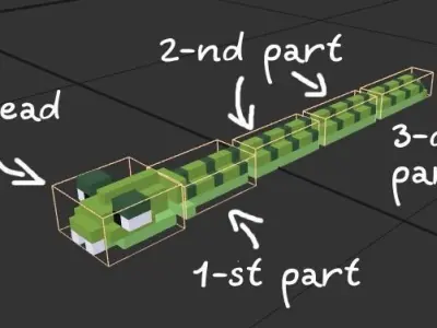 Voxel Snake character for Unity or Animation Low-poly 3D model