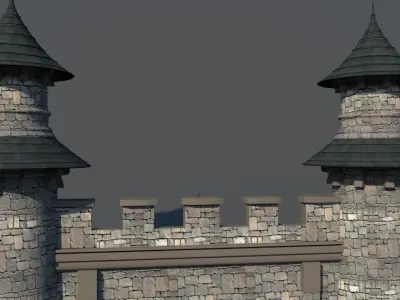 Castle gate Low-poly 3D model