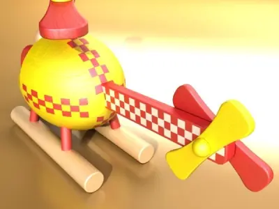 Wooden Toy Helicopter 3D model