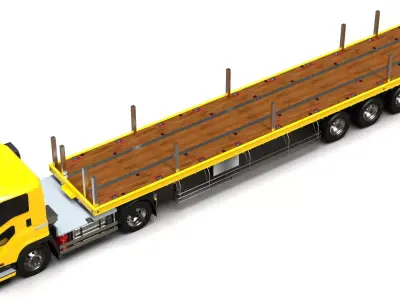 Generic Flatbed Semi-Trailer Truck 13M 3D model