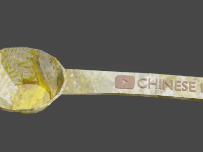 Porcelain spoon with Youtube logo on it Low-poly 3D model