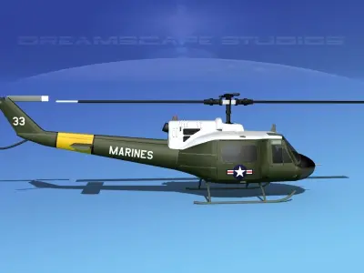 Bell UH-1B Iroquois V13 US Marines 3D model