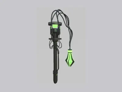 SciFi Flail A03 Black Green - Sci Fi Weapon Design Low-poly 3D model