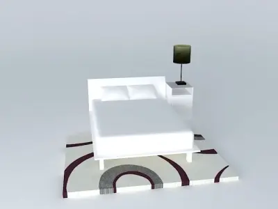 Bed set and rug Free 3D model