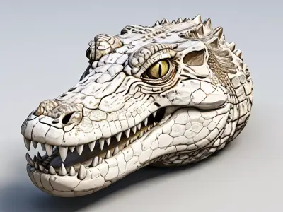 Realistic Crocodile Head 3D Model Low-poly 3D model