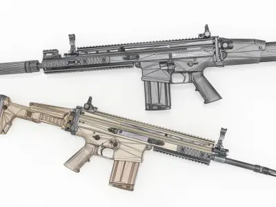 MK17 FN SCAR Heavy Low-poly 3D model