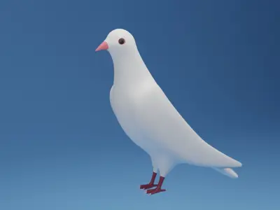 Cartoon Cute Pigeon Dove Low-poly 3D model