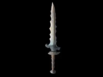 Flint Dagger With Full Of Artistic Sculpted Stone 3d Model 3D model