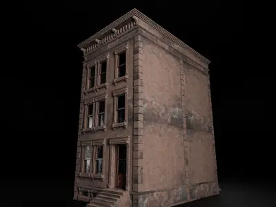 BROOKLYN BROWNSTONE REGULAR OLD BUILDING 001 Low-poly 3D model