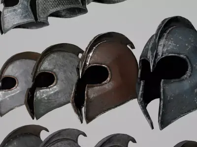 iron hat of war old Low-poly 3D model