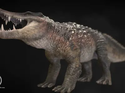 Kaprosuchus Low-poly 3D model