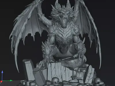 Dragon Tharvoryx the Ruinbound  Dark Fantasy Dragon STL  3D print model