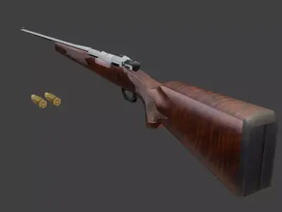 Low Poly Winchester Model 70 Non-Rigged Free low-poly 3D model Free low-poly 3D model
