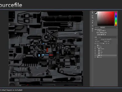 Scifi Hellfire Heavy Artillery Low-poly 3D model