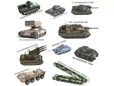 10 Military Vehicles Collection v9 Low-poly 3D model