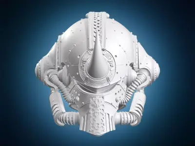 Ornate Horned Sci Fi Knight Helmet 3D print model