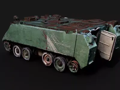 war destroyed military M113 vehicle wreck PBR photogrammetry Low-poly 3D model