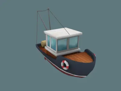 Low Poly fishing Boat  Low-poly 3D model