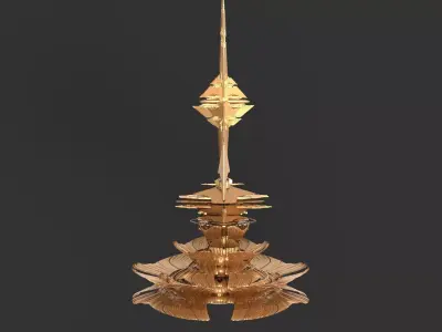 Cyber Silver tower 2  Low-poly 3D model