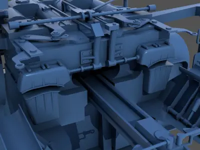 Yamato type 89 AA turret - Commercial license - 1-100 scale 3D print model