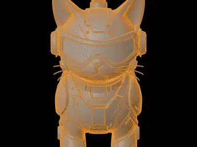 Cyberpunk Cat Figurine 3D print model
