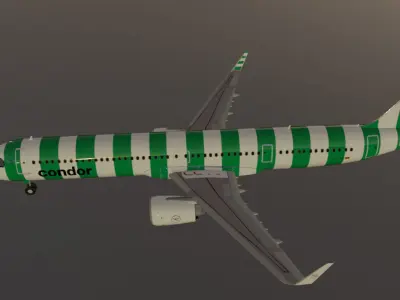 Condor airlines airbus a321neo yellow and green low poly  Low-poly 3D model