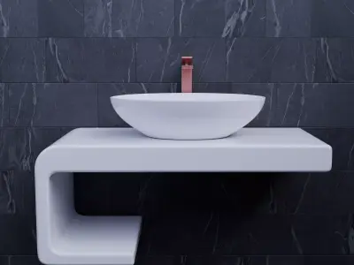 Abstract Bathroom Modern SInk Cabinet Free 3D model