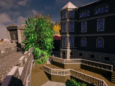 Modular Medieval Castle Fort  Castle Walls Low-poly 3D model