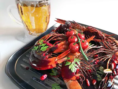 shrimp dish Low-poly 3D model