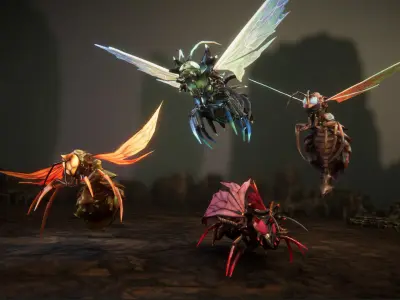 Wasps pack Low-poly 3D model