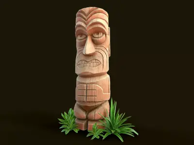 Stylized Wood Totem 1 Low-poly 3D model