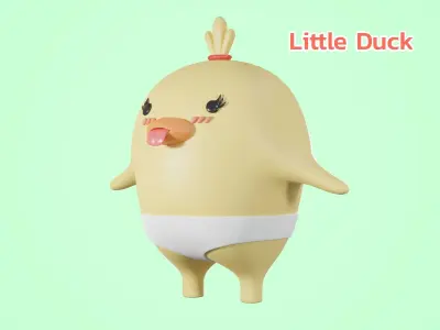 Cartoon little cute Duck 3D model 3D model
