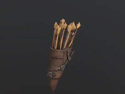 Medieval Arrow Quiver Game-Ready 3D Model Low-poly 3D model