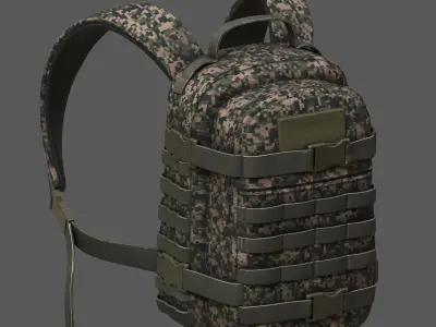 Backpack Camping military combat soldier armor Low-poly 3D model