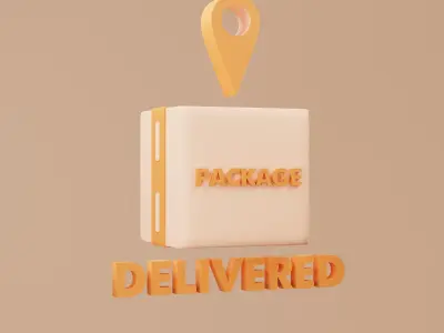 3D Illustration package delivered to location 3D model