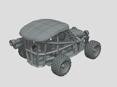 Stylized Toon Buggy Low-poly 3D model