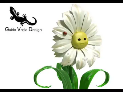 Cartoon Daisy 3D model
