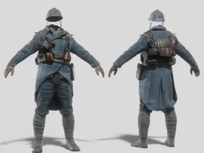 SOLDIER WWI French Rigged 3D model purchase