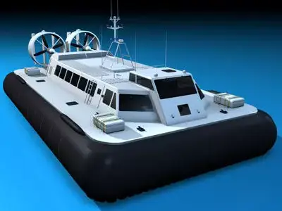 Hovercraft boat with two propellers 3D model