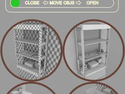 Wall Mounted Convertible Shelf and Table with Rigging 3D model